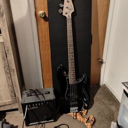 Squire Affinity P Bass PJ (with case and amp)
