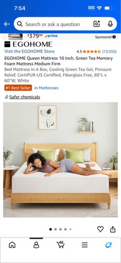 Queen Mattress 10 Inch Green Tea Memory Foam