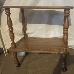 Wood Table With Rolling Wheels