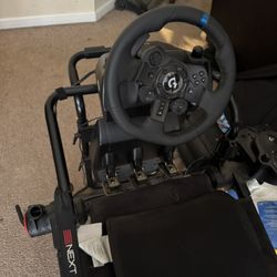 Logitech G923 Wheel And Pedal . GT Lite Next Level Racing Seat And Logitech Shifter For PS5
