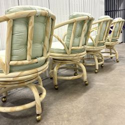 Set Of 4 Rattan Chairs With Cushions 