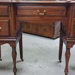 Antique Solid Wooden 5 Drawer Desk With Caster Wheels