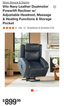 Leather Powerless Recliner With Massage and Heat