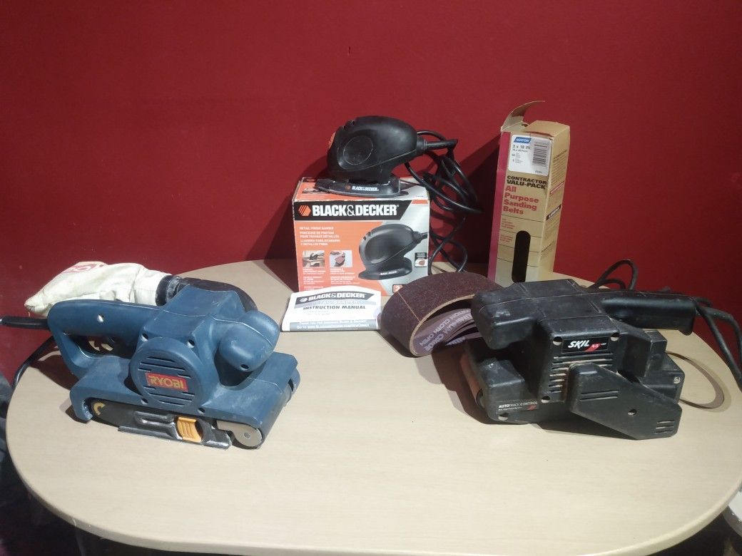 3 Sanders, Skil,Ryobi, Black & Decker Plus New 3" X 18" Sanding Belt Pack, Woodwork, Carpentry Sander Carpenter Power Tool