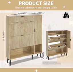 Modern Wooden Shoe Cabinet with Flip Drawers