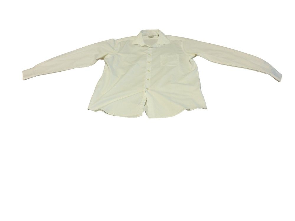 Van Heusen Flex Basic White Dress Shirt Men Size L 16- 16 1/2 , 34/35 Formal Top