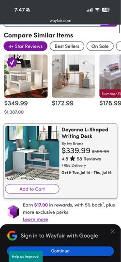 Rotating L-Shaped Desk. White, Swivel/Convertible Desk