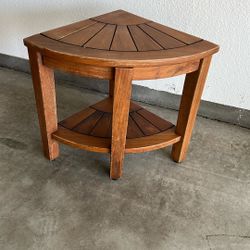 15.5" Wide Kai™ Corner Teak Side Table with Shelf