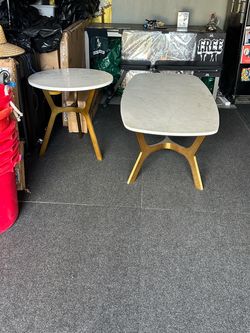 Center and side marble table