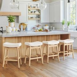 Beige Fabric barstool set of 3