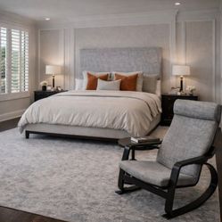 IKEA POÄNG Rocking Chair – Light Gray Fabric with Black-Brown Frame  (Sold-Out Color)