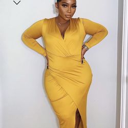 Mustard Yellow Fashionnova Dress Size L