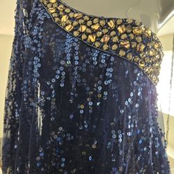TONY BOWLS blue sequence cocktail dress Size 6
