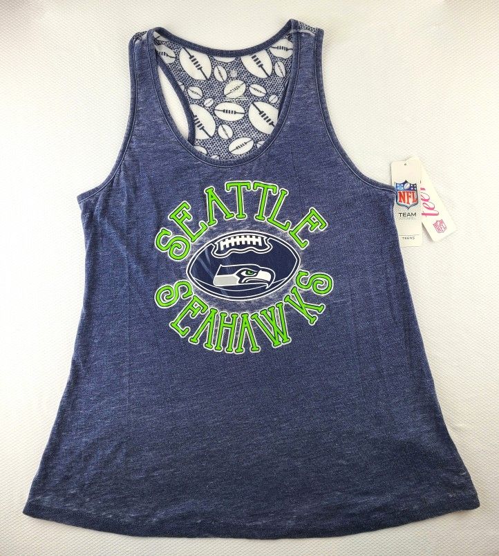 Seattle Seahawks Teen Girl Tank Burnout, Football Gray S, L - $22