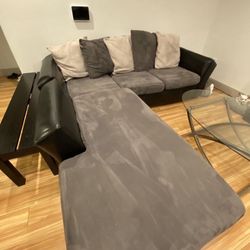 Gray L Sectional Couch with Chaise