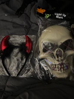 Light up skeleton mask and brand new devil horns