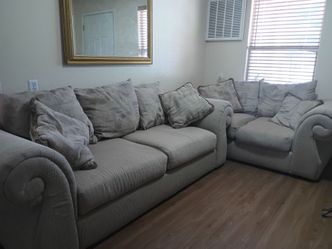 2-Piece Fabric Sofa Set with Pillows