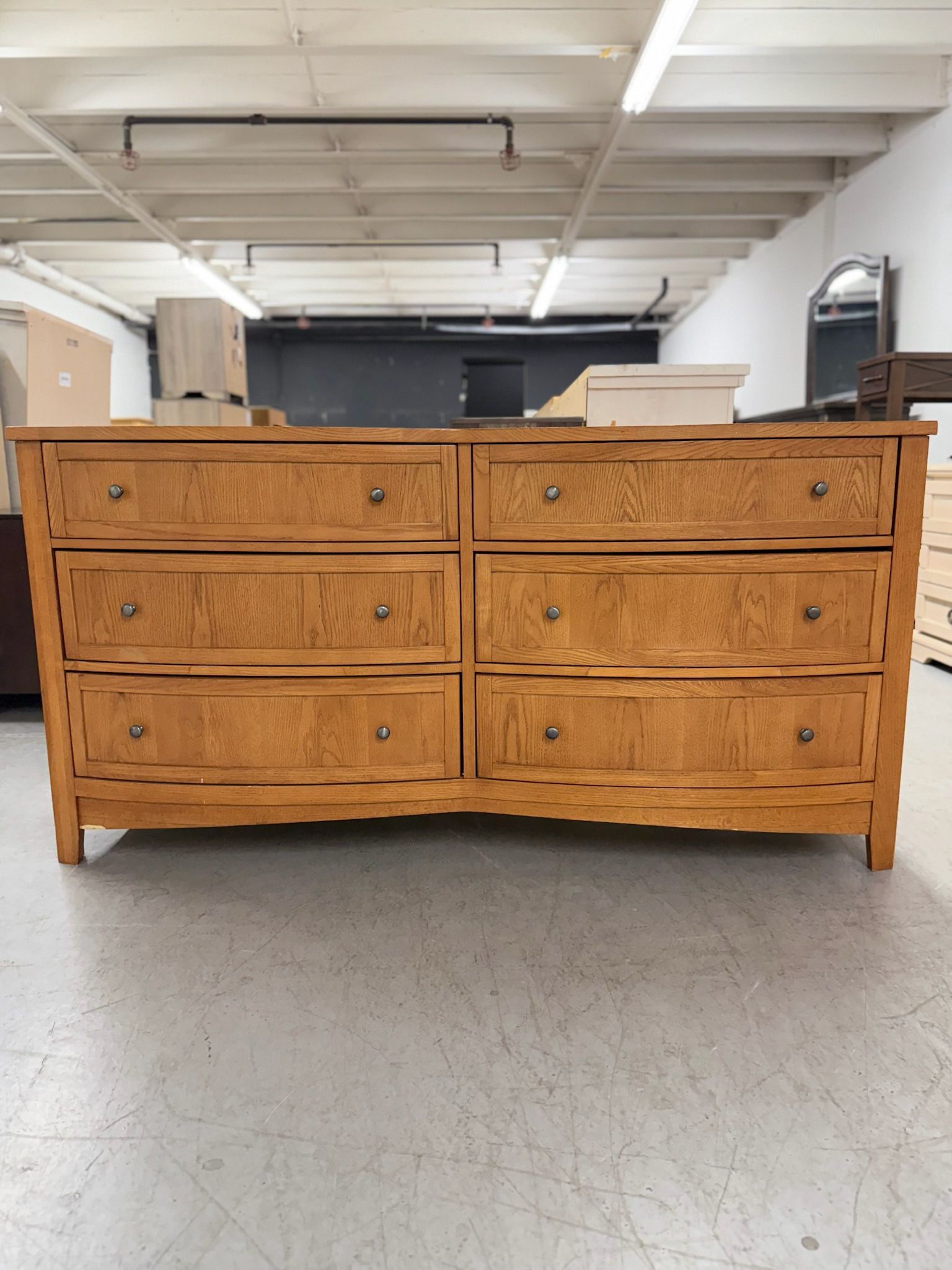Beautiful Wood 6 Drawer Dresser with Mirror