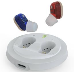 USB Charging Mini In-Ear Elderly Hearing Aid Stealth Sound Amplifier(Red and Blue)