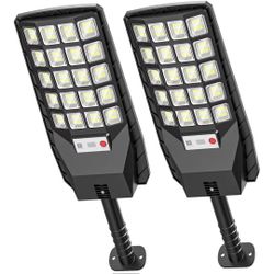 Solar Lights Outdoor - 320° Wide Angle Solar Street Lights Outdoor IP66 Waterproof, 6500K Dusk to Dawn Flood Light Motion Sensor with Remote Control f