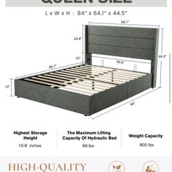 Queen Size Storage Bed Frame (comes With Mattress) 