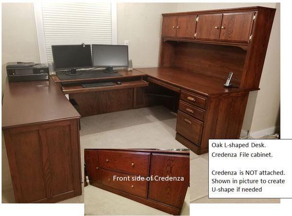 L Shape Desk Credenza File Cabinet Sold Separately For Sale In