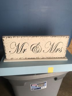 Mr. & Mrs. wooden, free standing sign.