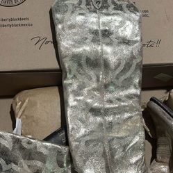 Metallic Silver 'Liberty Black' Cowgirl Boots 
