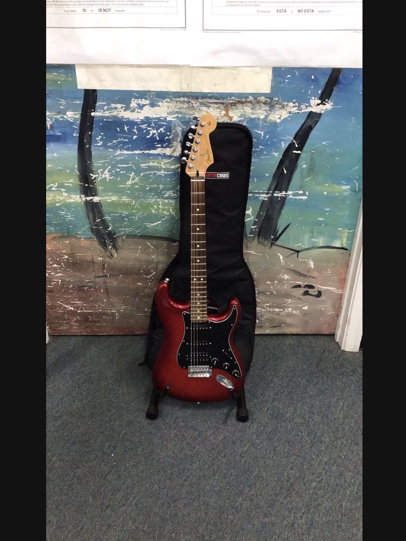 Fender Stratocaster Made In Mexico 2015 Red Burst Finish With Black Gig Bag