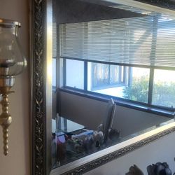 Mirror With Two Metal Candle Holders