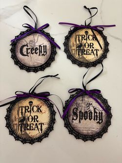 4 Ashland Michaels Halloween glitter black purple spider skeleton ornaments hanging decorative decoration