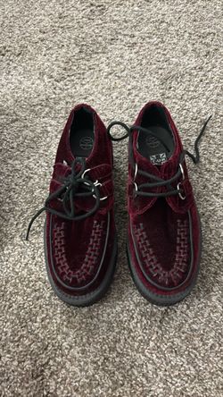 T.U.K. Burgundy Velvet Creeper Shoes