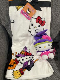 Hello Kitty Witch Halloween blanket And Plush
