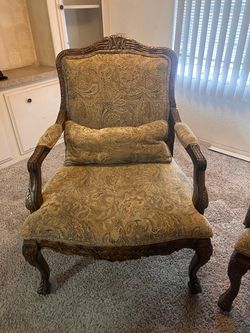 Beautiful Carved French Provincial Armchairs – Pair