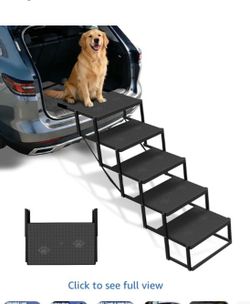Dog Steps for Car, Truck, SUV, Dog Stairs for Car with Upgraded Non-Slip Surface, Foldable Dog Ramp for Car, Pet Stairs for Large Dogs, 5 Steps up to 