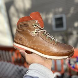 TIMBERLAND Men's Hommes Euro Hiker Mid Lace Boot Lthr Brown Size 9.5