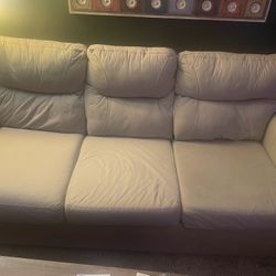 Beige Microfiber Couch And Loveseat 