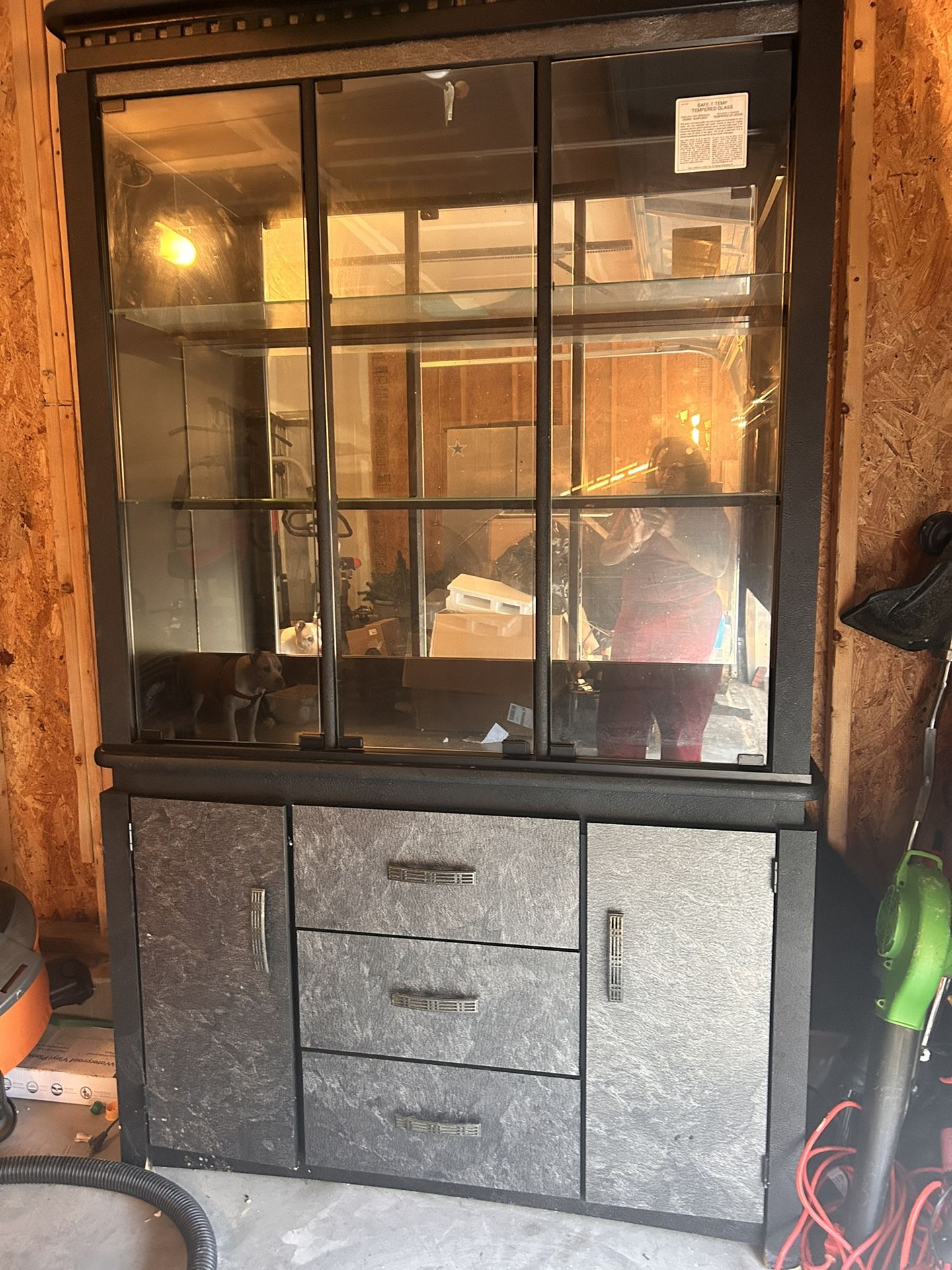 Black And Gray China Cabinet
