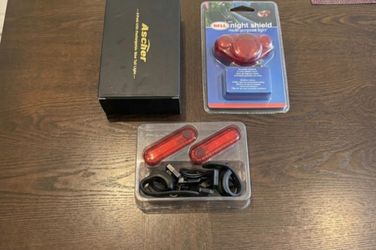 New Ascher 2 Pack USBtt Rechargeable Bike Tail Lights and BELL Night Shield Light