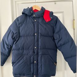 RALPH LAUREN Kid's Boy's navy Blue Winter Down Puffer Hooded Jacket Size 14/16
