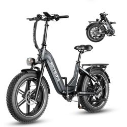 Heybike Ranger S Electric Bike for Adults, Foldable 1400W Peak Motor Ebike, 20" x 4.0" Fat Tire Step-Thru Electric Bicycle, 48V 14.4AH Removable Batte