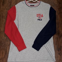 Polo Ralph Lauren Size Large USA Multicolor Crewneck Long Sleeves