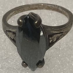 Vintage Sterling Silver Ring Nice Black Stone Size 5