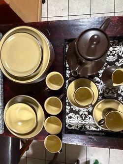 21 Pc Vintage Noritake Folkstone Equator Stoneware Set Teapot Coffee MCM Japan