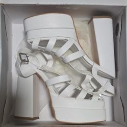 5.5 White Platform Sandal Heels