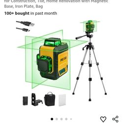 Prexiso 3 X 360" Laser Level With Tripod - Rechargeable 82ft Cross Line Leveler, Green Line Laser Level Self Leveling For Construction 