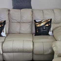 Beige Reclining Sofa And Loveseat  