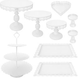 New Set of 9 White Cake Stands Metal Cupcake Stand Set Multiple Styles