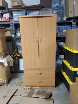 Free Beech Wood Wardrobe with Two Drawers