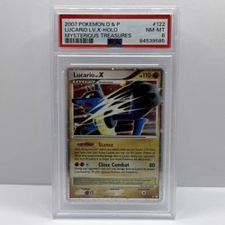2007 Diamond & Pearl Lucario LV.X Holo Mysterious Treasures PSA 8